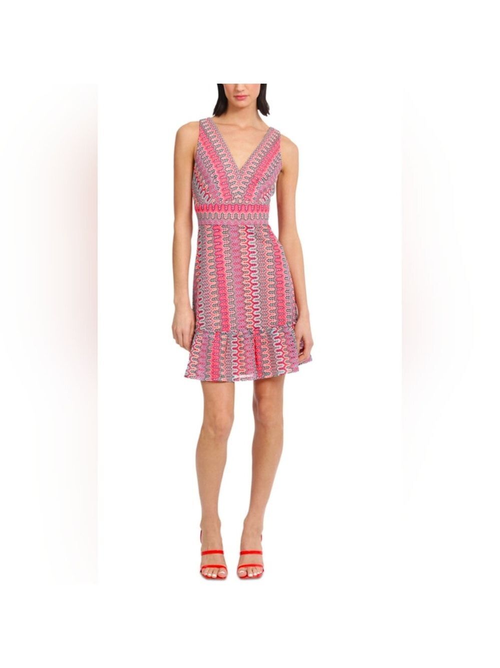 Donna Morgan V-Neck Sleeveless Crochet Mini Dress Size 8